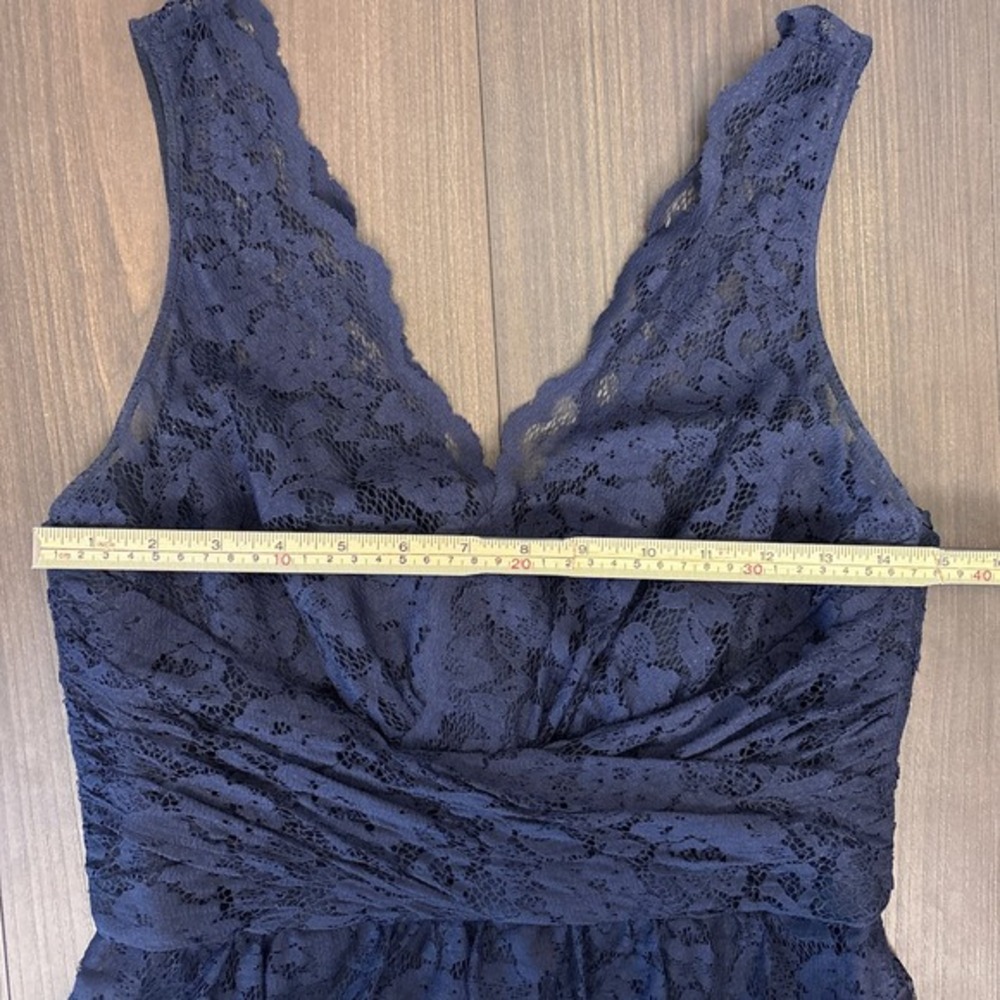 Amsale Dress Women's Size 8 Navy Blue Lace Floor Length Classic Formal‎ Gown - Picture 12 of 16